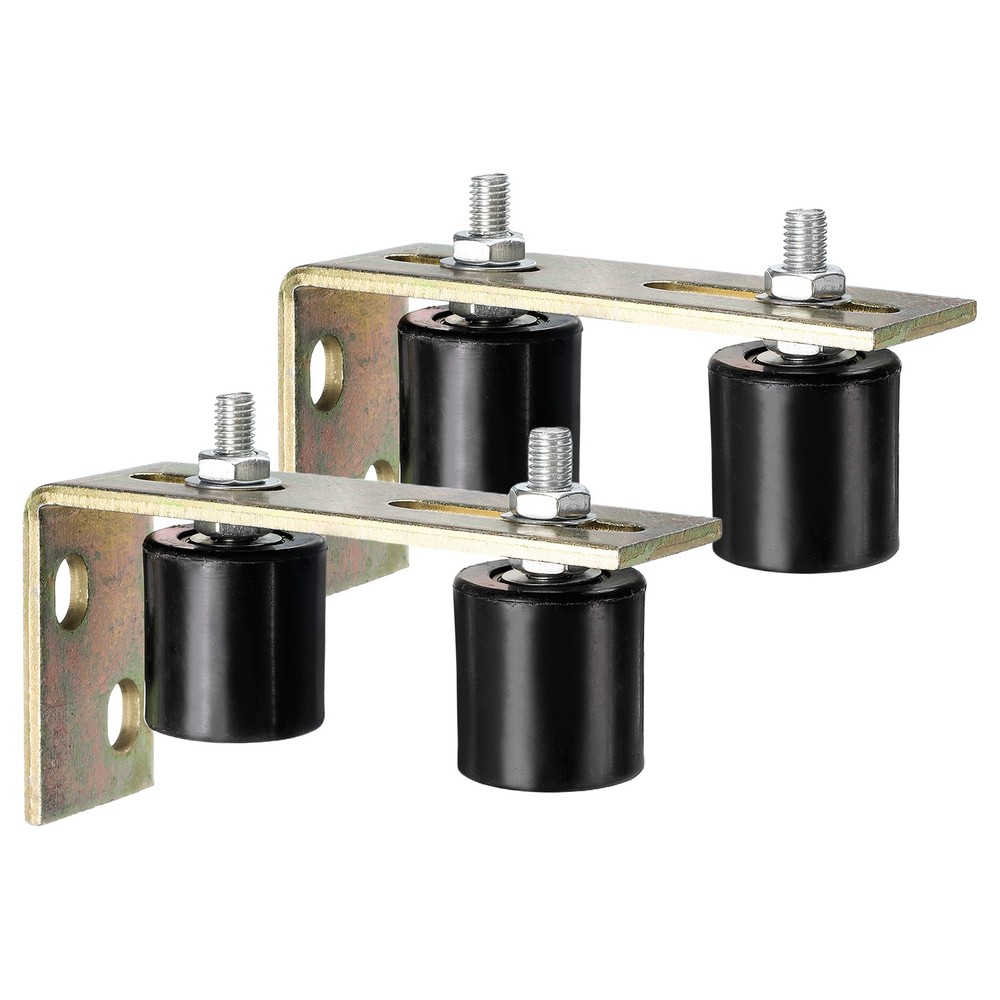 4Pcs Slide Gate Guide Roller 1.7" Nylon Gate Support Rollers with Bracket Black