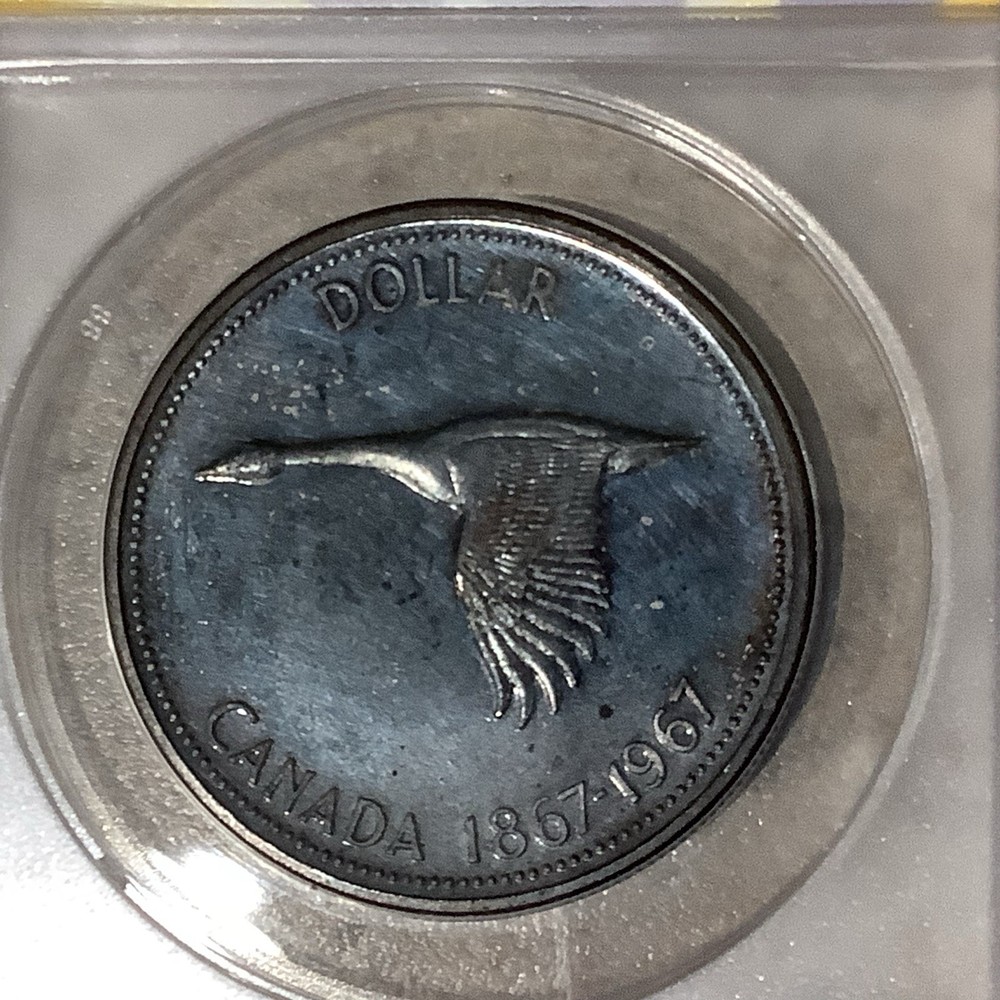1967 Canada Proof-Like Silver Dollar ANACS MS 60 Details