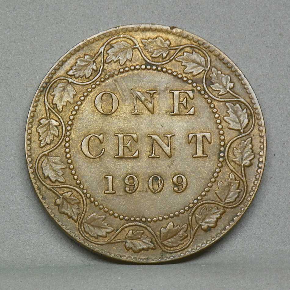 CANADA 1909 LARGE CENT, XF