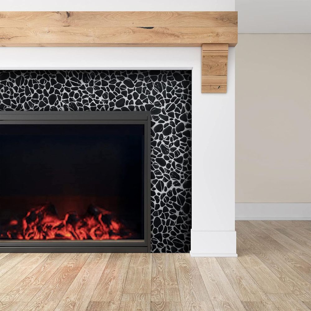 10-Sheet Pebble Tile for Shower Floor Border Kitchen Bathroom Backsplash, Black