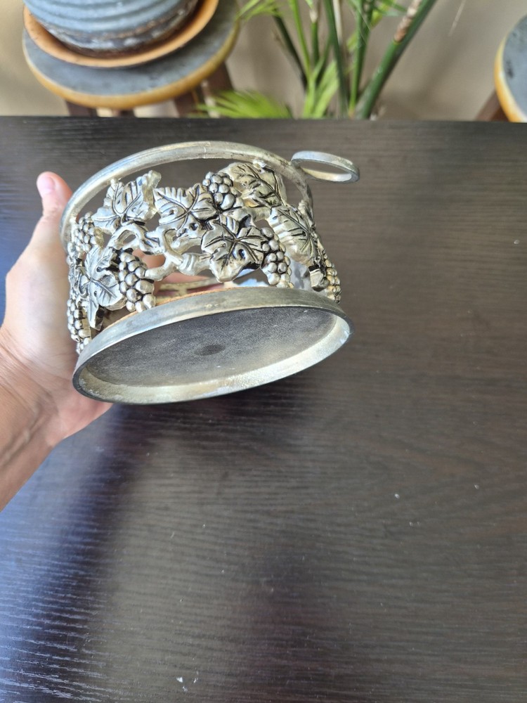 Silverplate Wine Bottle Holder Coaster Grape