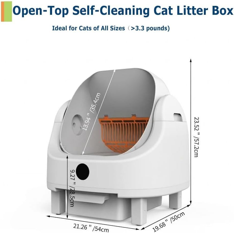 Self Cleaning Litter Box Open Top Automatic Litter Box 9L Waste Bin APP Control