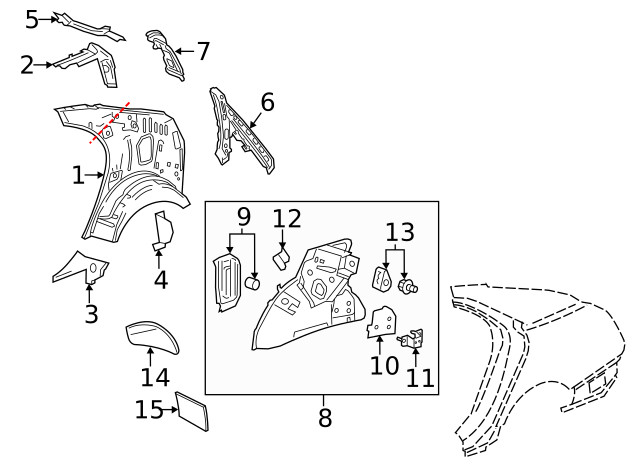 Genuine GM Driver Side Quarter Inner Panel Extension 23466721