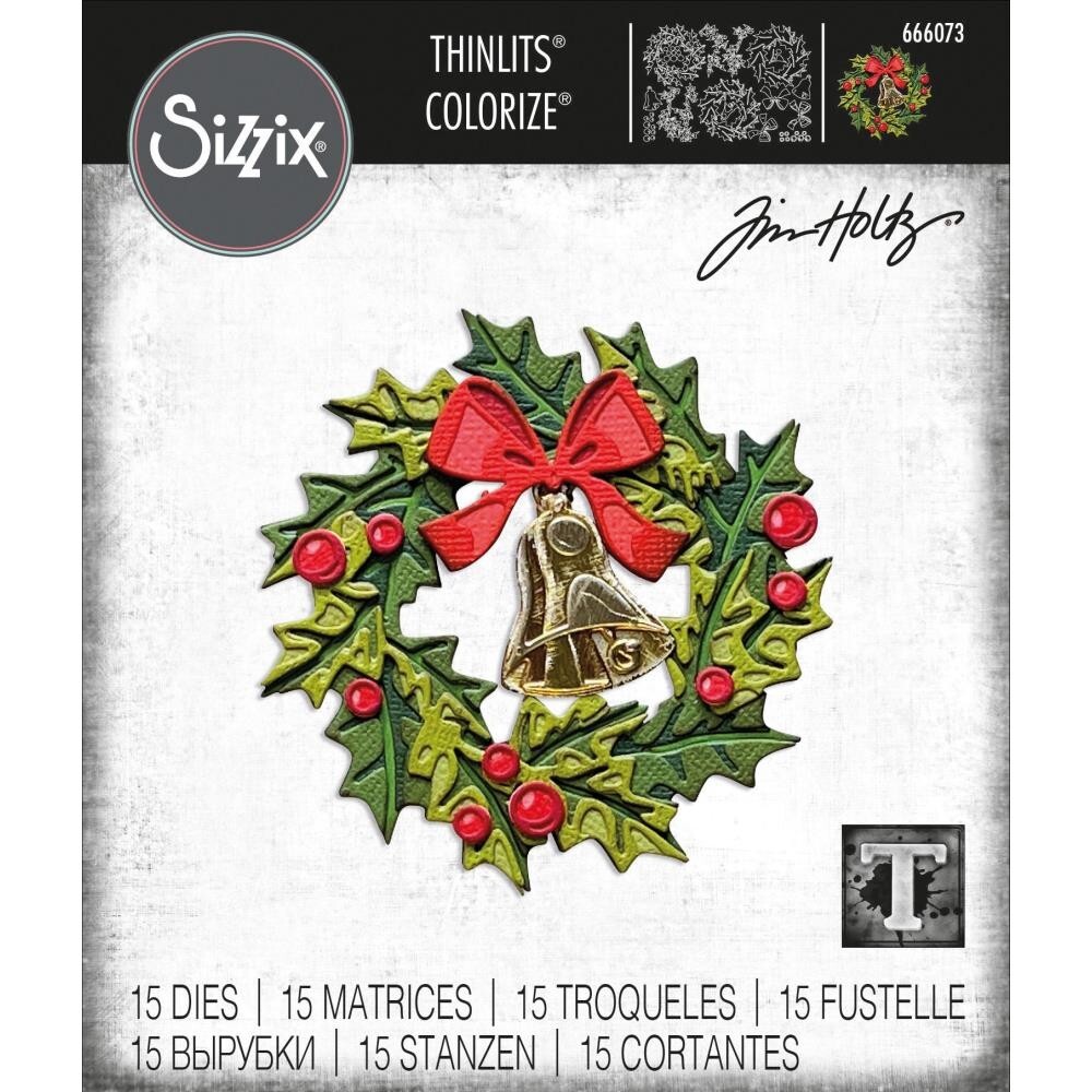 Tim Holtz "YULETIDE COLORIZE"  Wreath Sizzix Thinlits Cutting Dies Holiday 2022