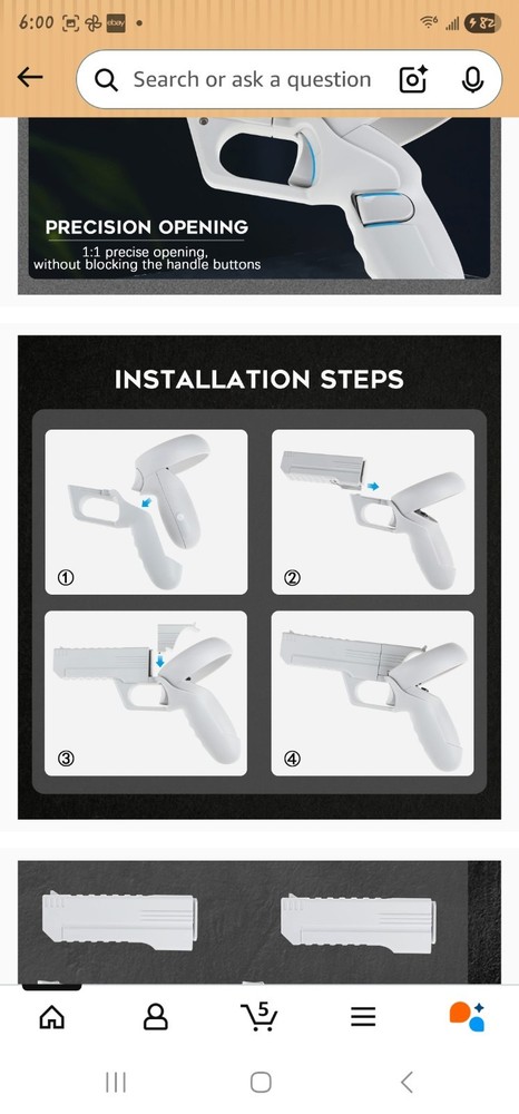 RKEBK White Grip for VR Headset Controllers Shooting Game Accessory