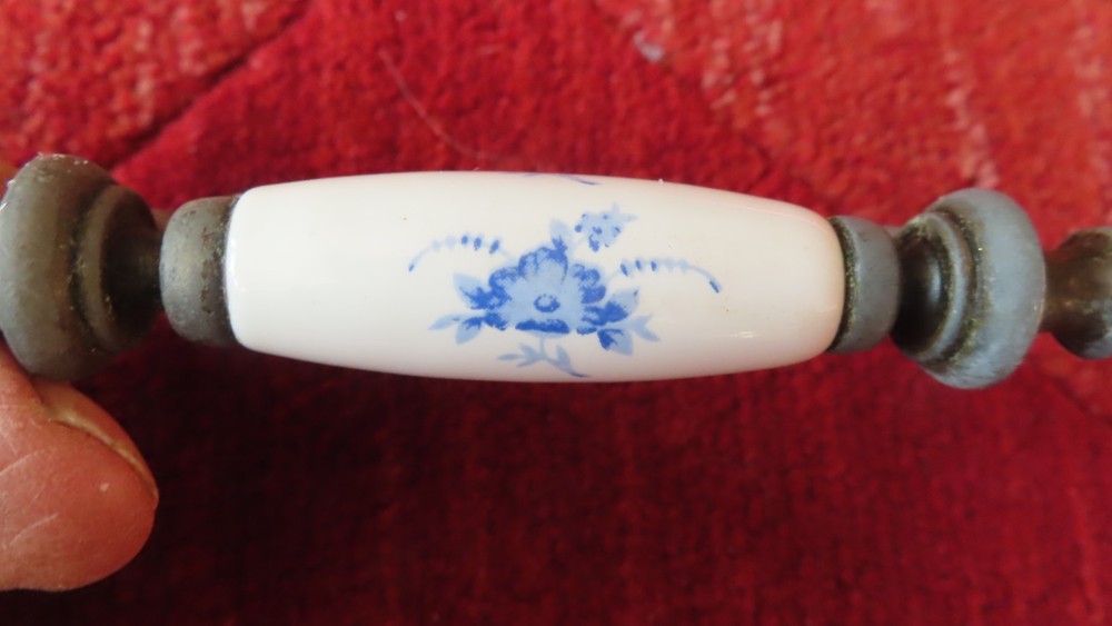 Floral print porcelain Drawer Pull drawer handle
