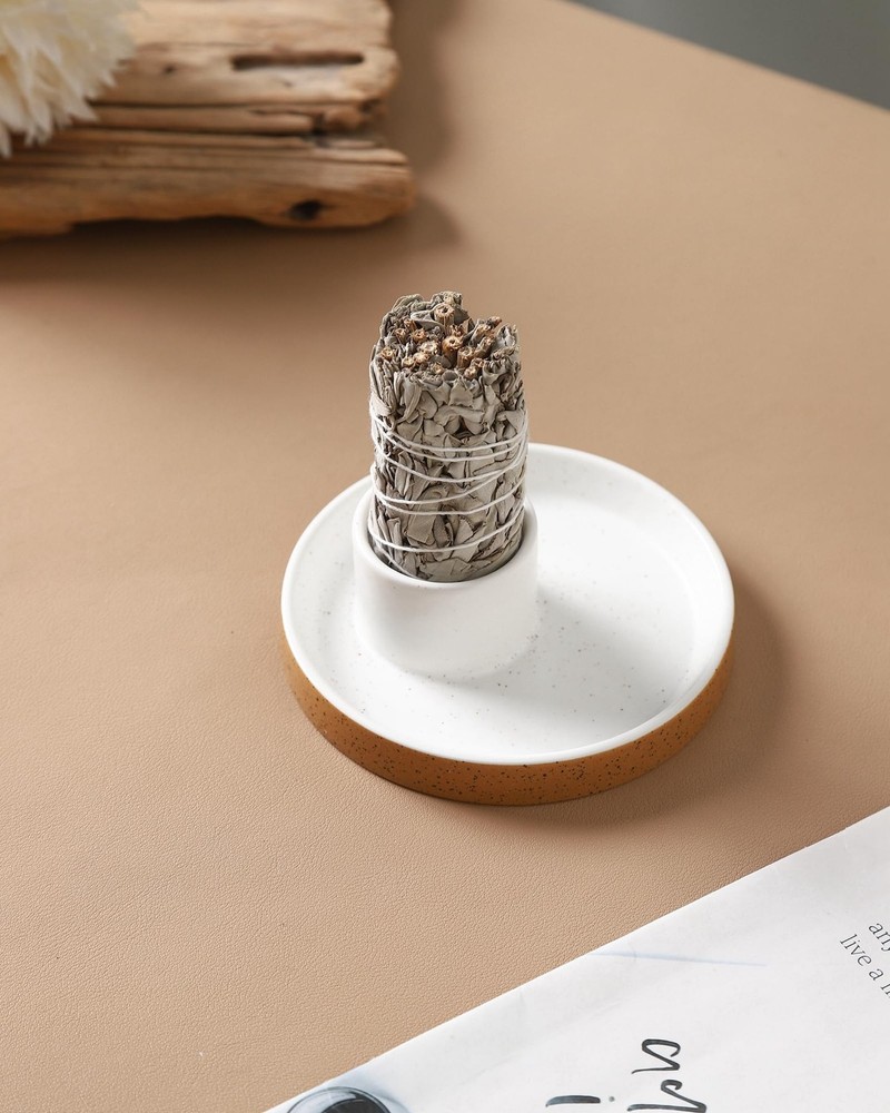 HOCUROAY Ceramic Incense Holder, White Sage Bundle Holder