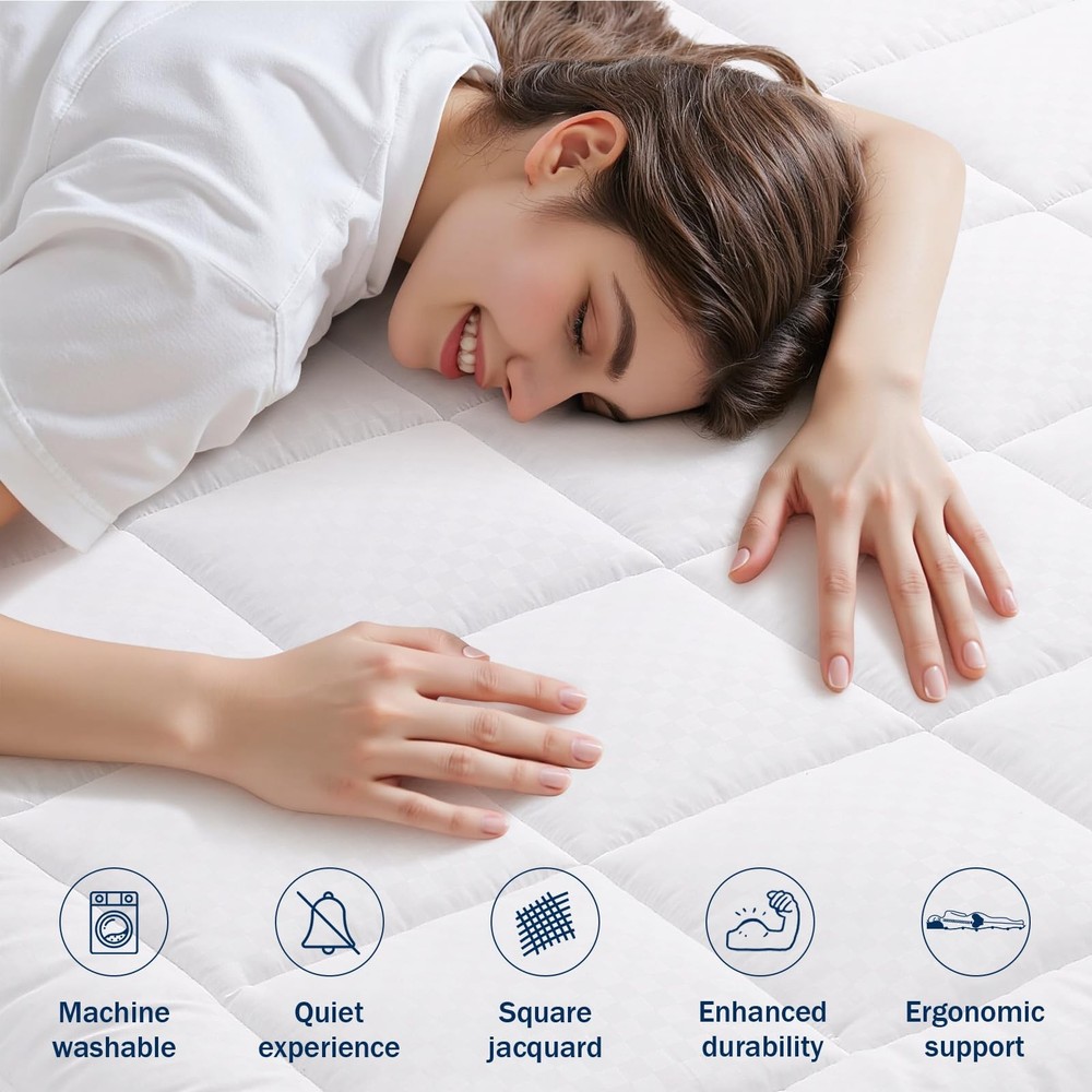 Cooling Mattress Pad, Queen Size, Deep Pocket Fitted, Down Alternative