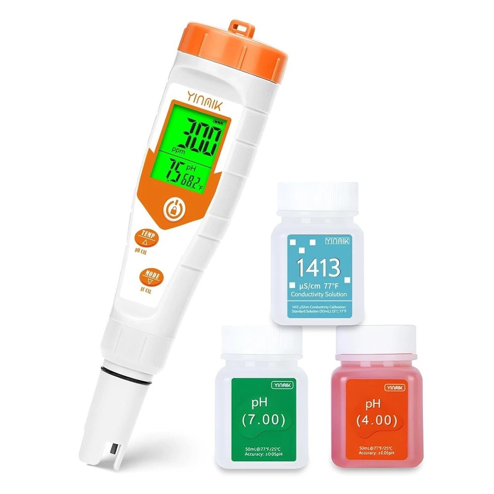 pH Meter for Hydroponics PPM EC Meter for Plant Nutrients Simultaneous Measureme