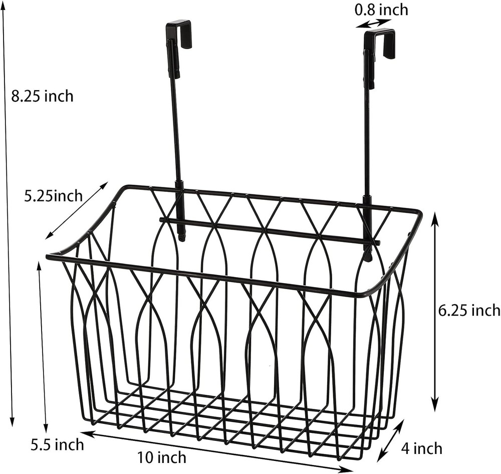 2 Pack Grid Storage Baskets W/ Hooks Metal Hanging Wire Basket Kitchen Organizer