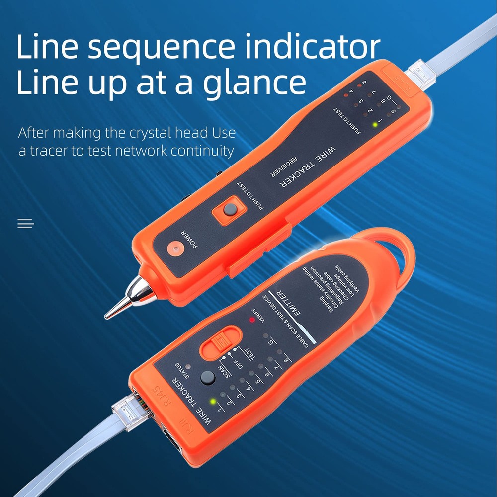 Network Cable Tester Telephone Line Tracker Wire Tracer Test orange