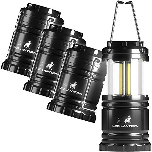 LED Camping COB Lantern Flashlights - Super Bright 4 Pack Medium (350 Lumens)