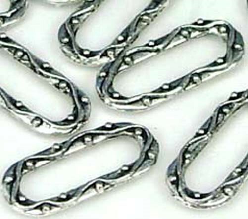 10 Antique Silver Pewter Oval Ring Connector Link 21x9mm