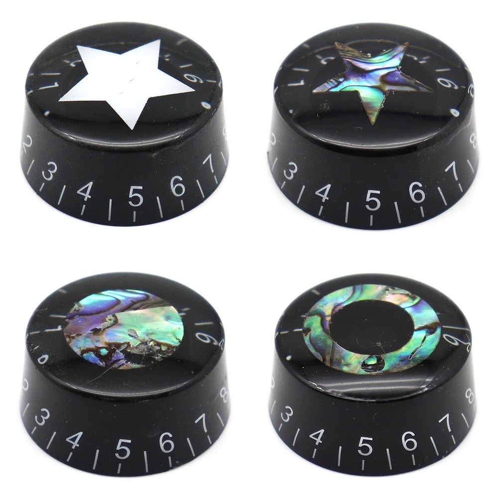 2/3/4Pcs Acrylic Guitar Knobs Volume Tone Control Knobs Black Inlaid Pattern