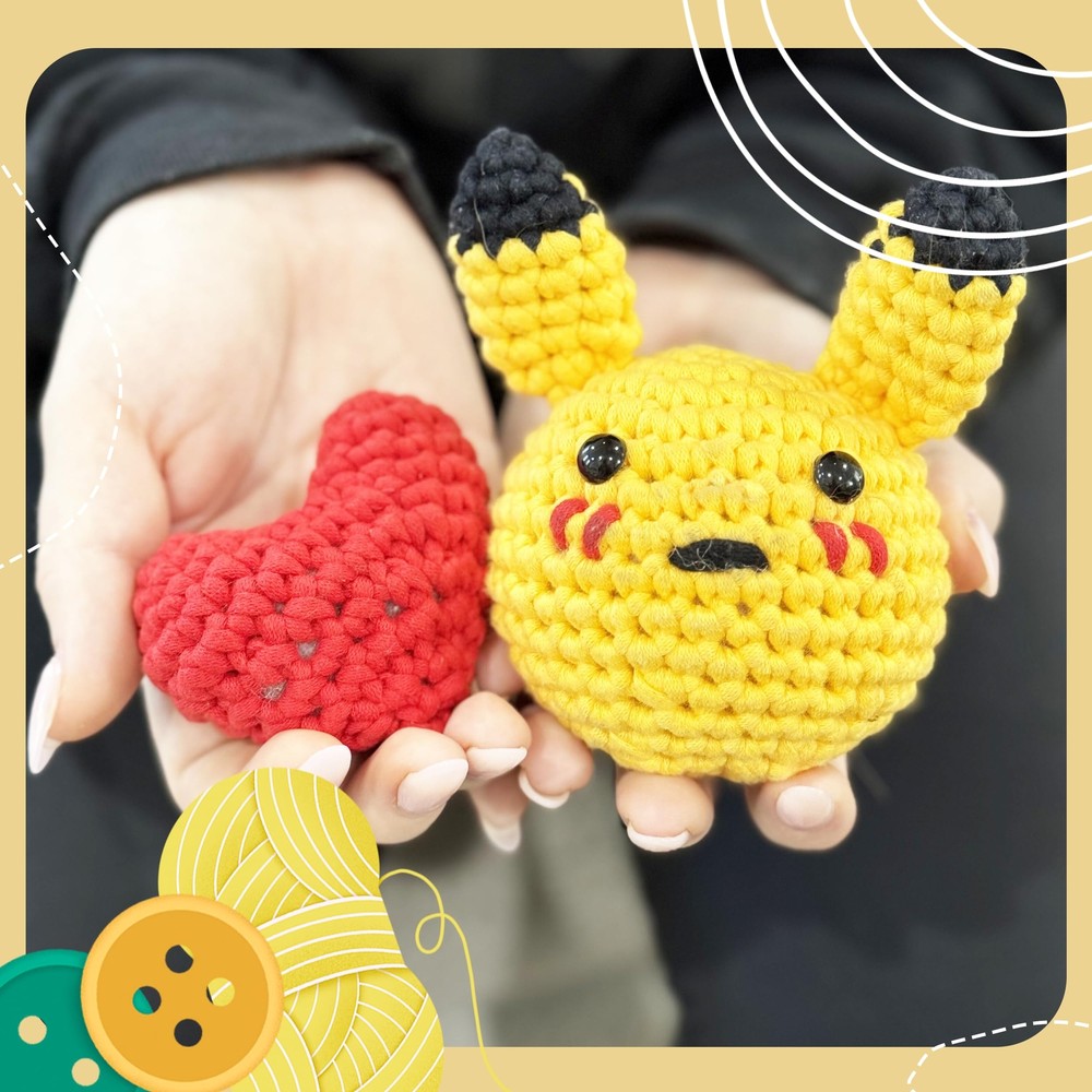 Pikachu & Heart Crochet Kit – Yarn, Hook, Patterns, Video, & More Included