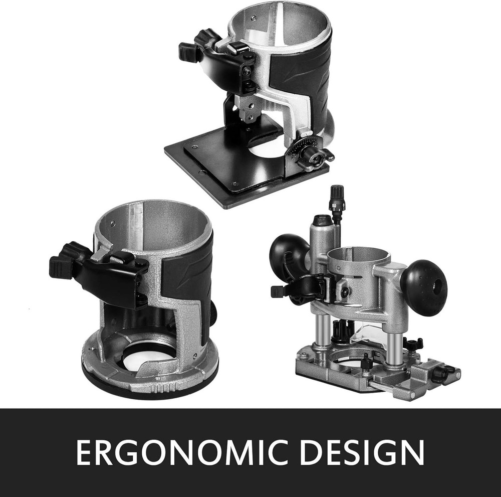 Compact router 1.25HP with fixed base, insert base and tilt base