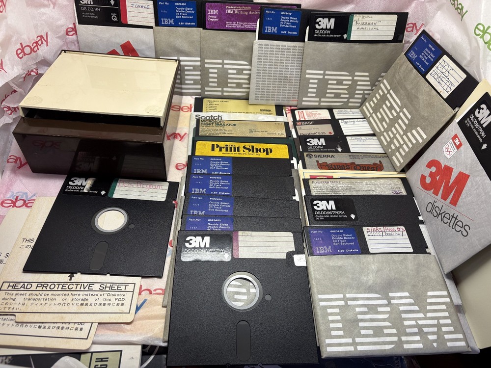 23pcs 3M DISKETTES DOS 5.25" Floppy Vintage MS-DOS + EICHNER FILE CASE No. 96099