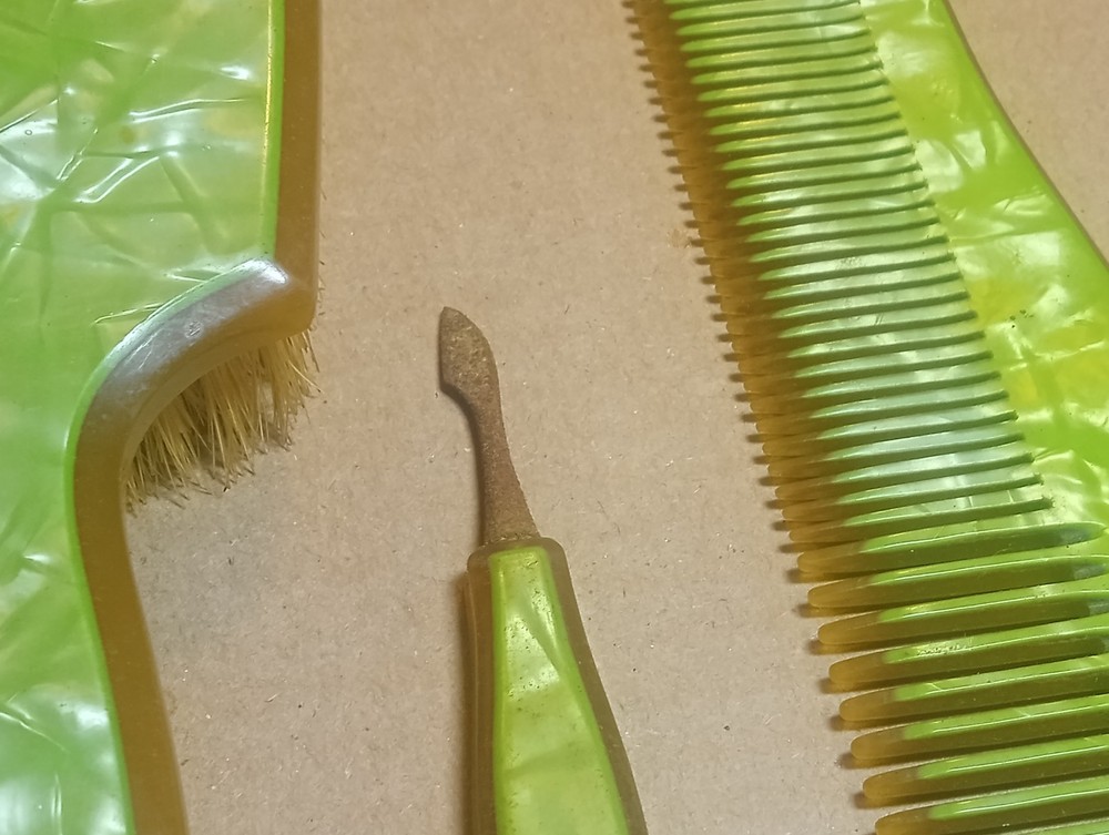6 Pc Vintage Green Marbled Vanity Set
