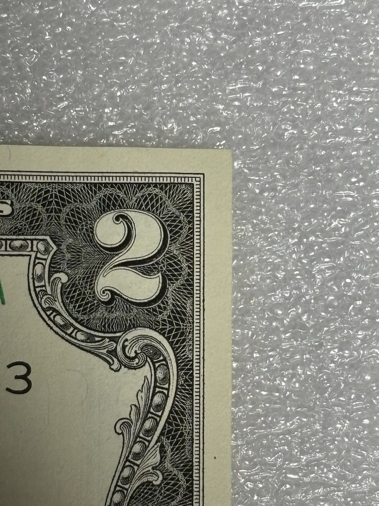 Rare ! Uncirculated 2017A $2 Error Low #’d Note W/stuck Digit Perfect Condition