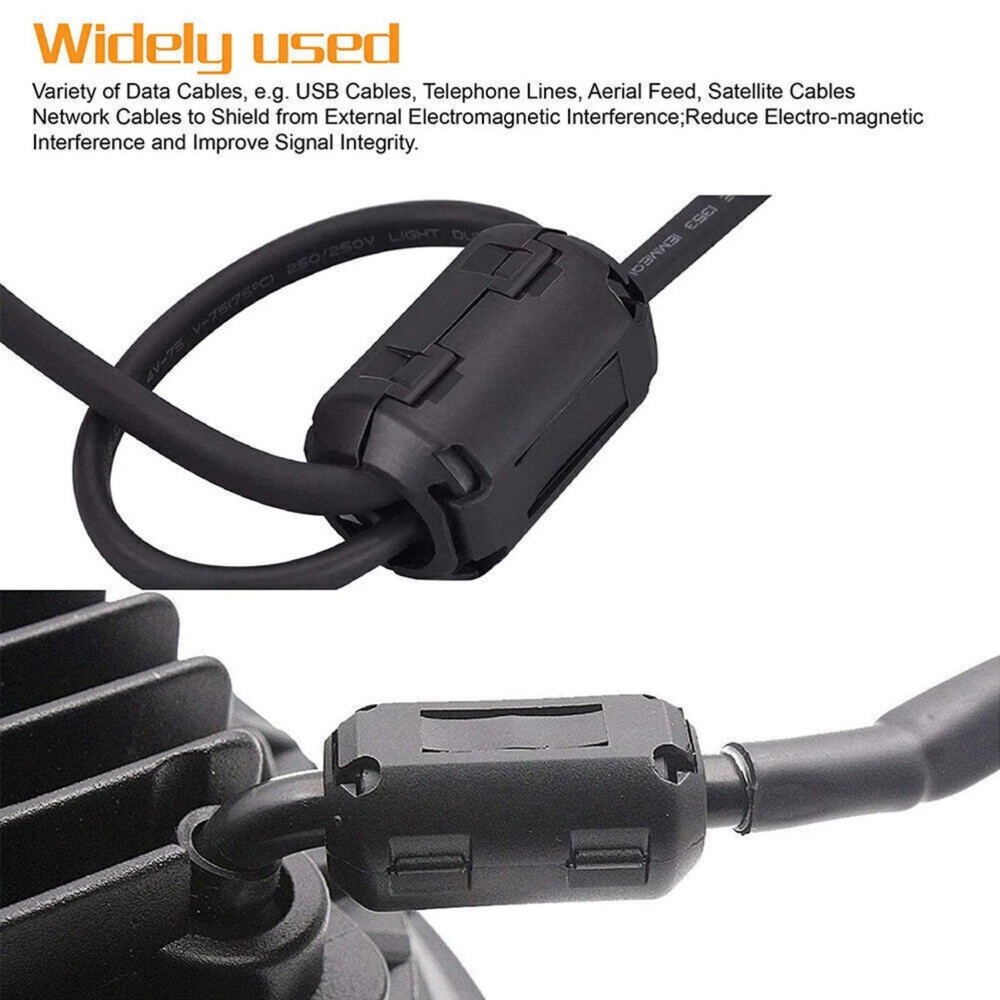 10PCS Ring Core Ferrite Clips Reduce Electromagnetic Interference Improve Signal