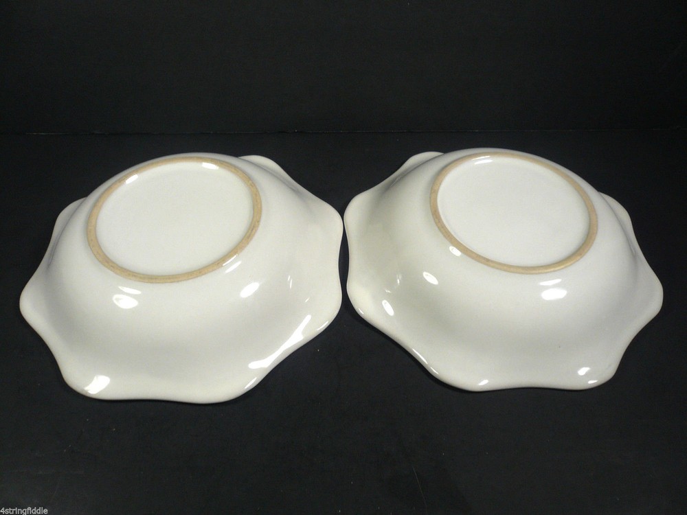 2 Art Pottery Accent White Bowls 8 1/2" - New