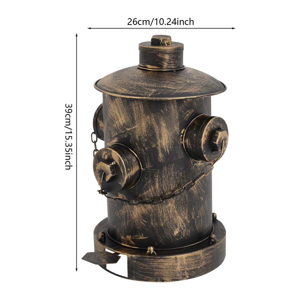 Retro Bronze Fire Hydrant Trash Can Creative Waste Bin Removable Inner Bucket
