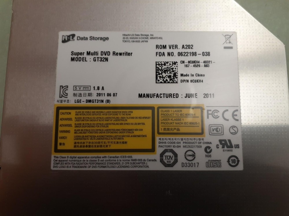 HL GT32N Super Multi DVD Rewriter Drive 0C8KH4 C8KH4 - Black Bezel