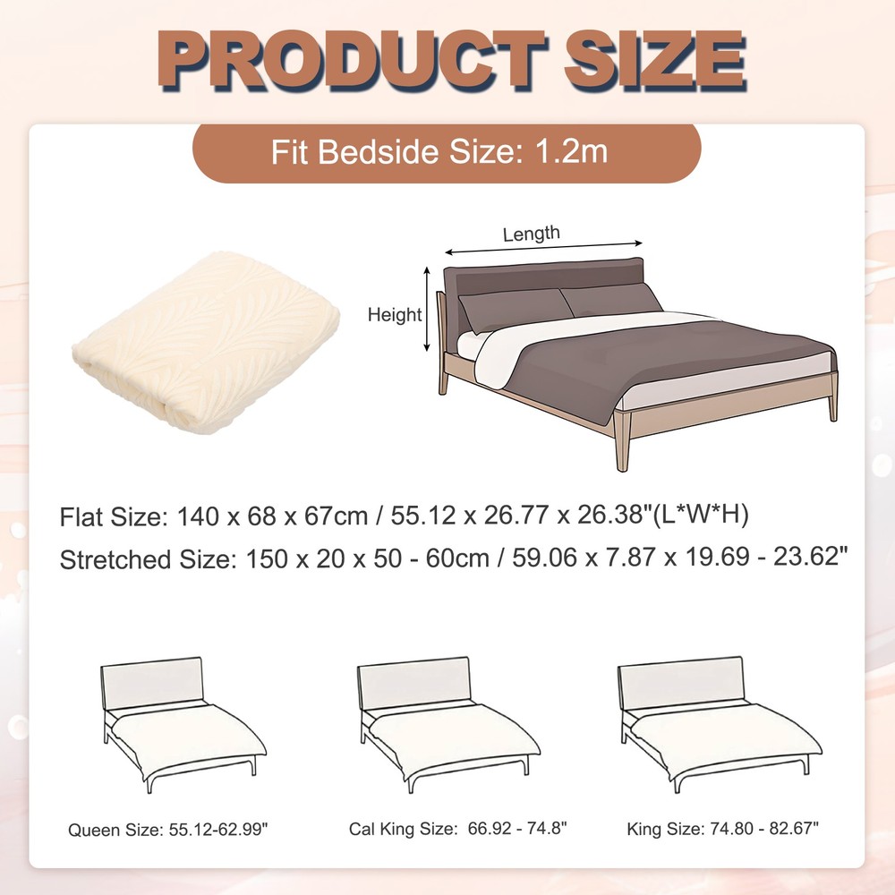 Bed Headboard Slipcover, 59" Jacquard Stretch Protector Covers, Beige