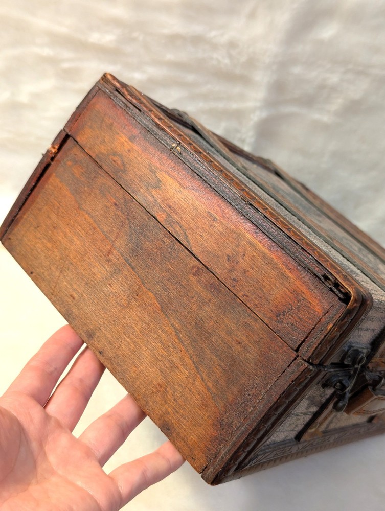 Vintage Old World Map Wooden Suitcase Trunk Box