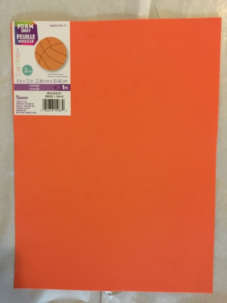 Darice Foamies Orange, 5 Count, 9” x 12”, 2mm