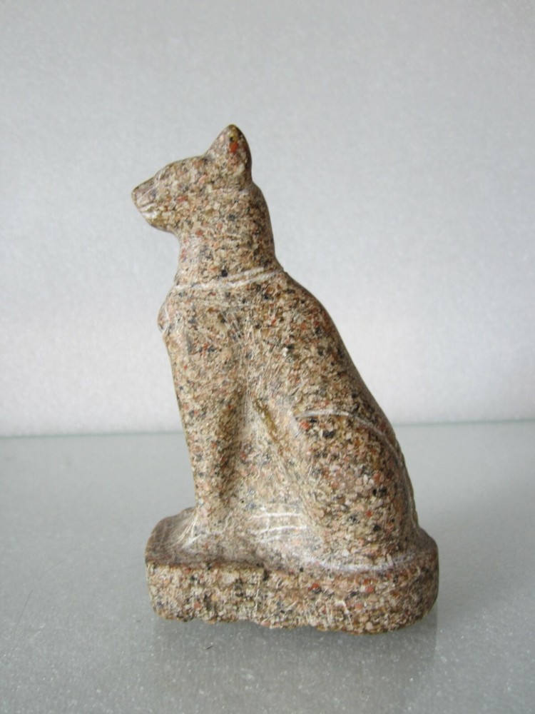 ANCIENT EGYPTIAN PHARAONIC CAT CARVED STONE STATUE