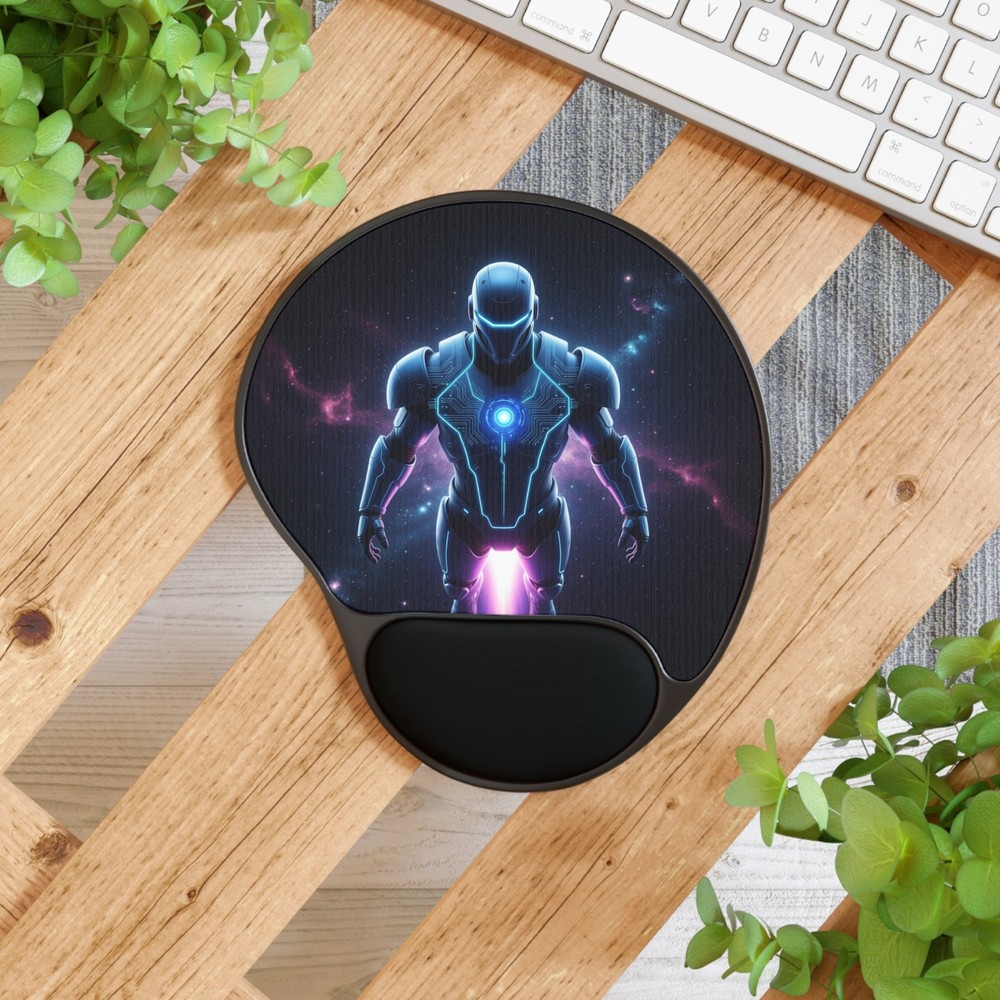 Futuristic Space Robot Mouse Pad with Wrist Rest | Sci‑Fi