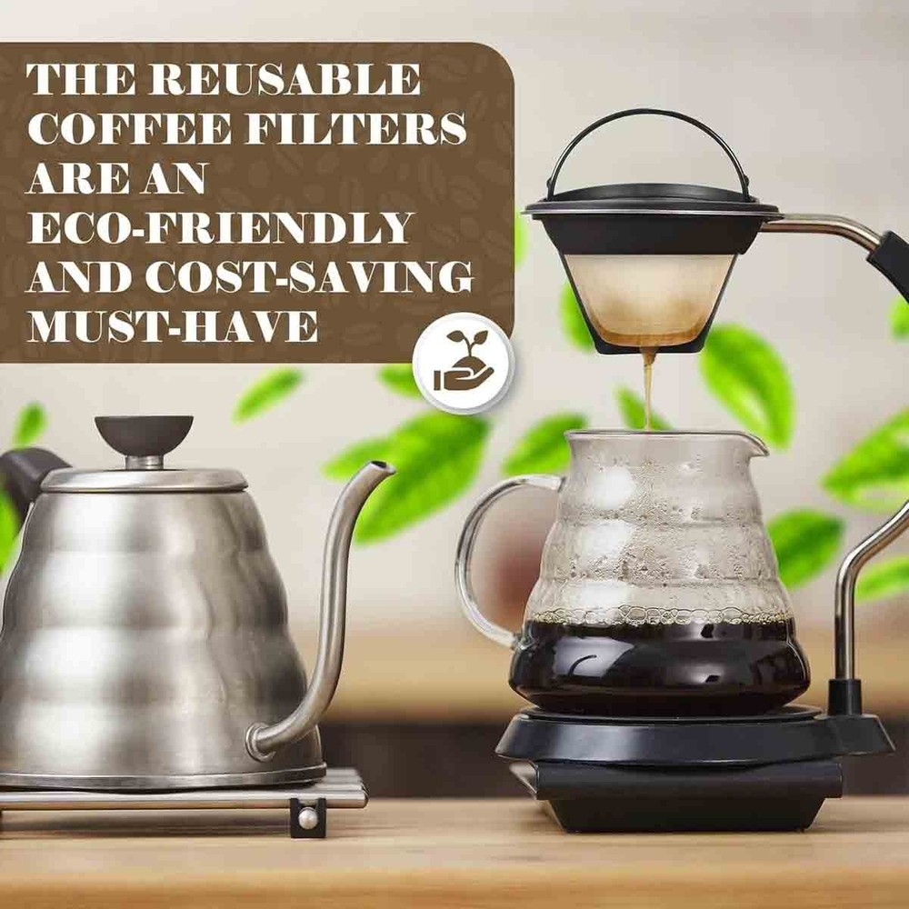 2 Pack Reusable Coffee Filter Basket No.4 Cone for Cuisinart Makers