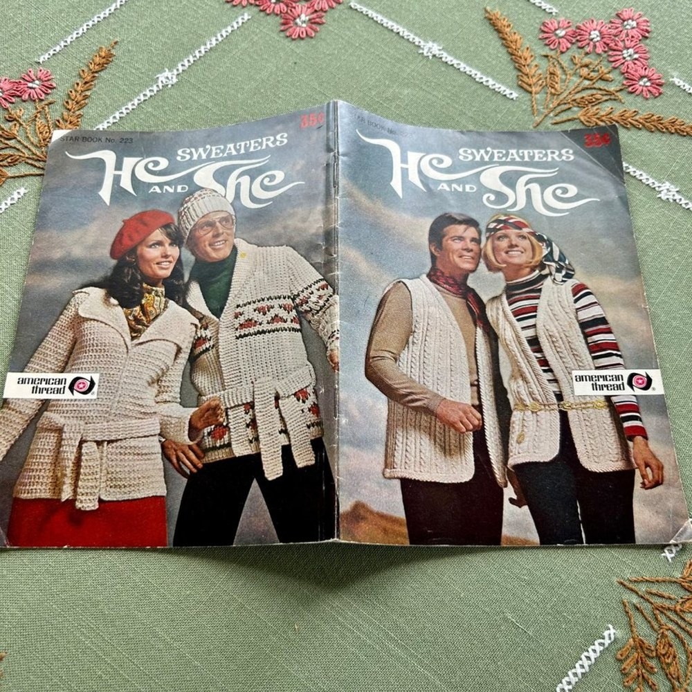 Vintage American Thread He and She Sweaters, Knitting Pattern Book