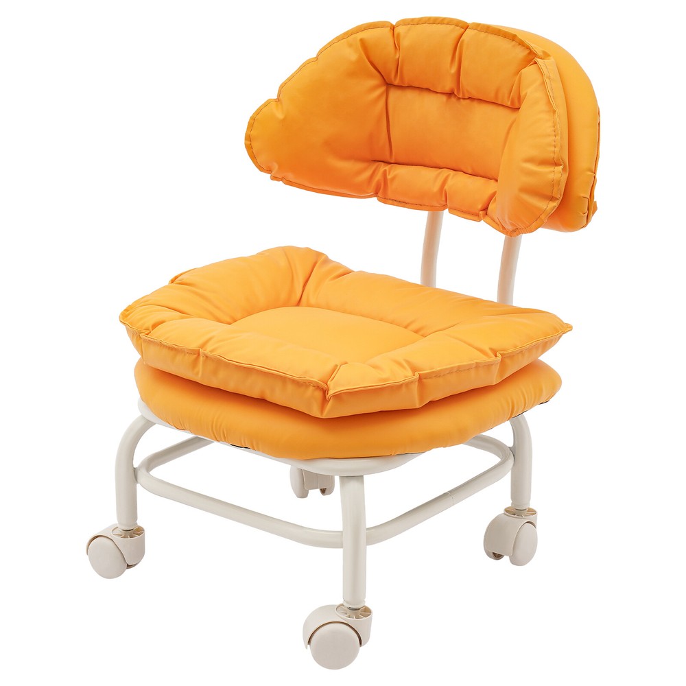 Orange Rolling Stool with Back Rest Heavy Duty Rolling Stool Roller Chair