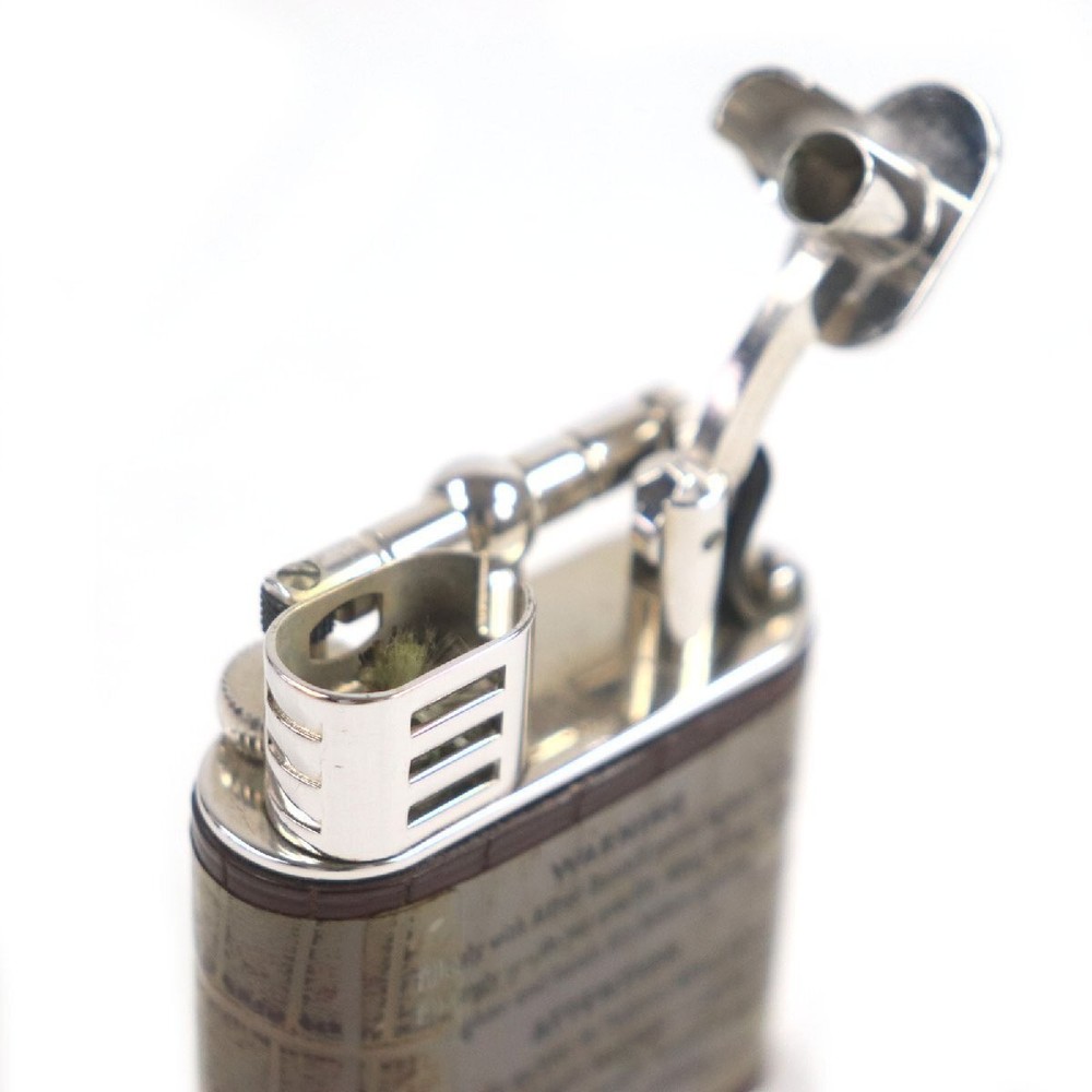 Working Dunhill Tabletop oil lighter brown silver Crocodile Unique without box