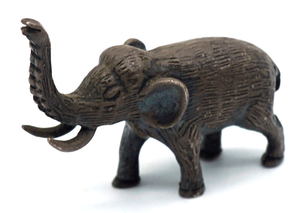 Old Solid Sterling Silver Miniature Elephant Figurine Bronze Finish LHTH 27.8