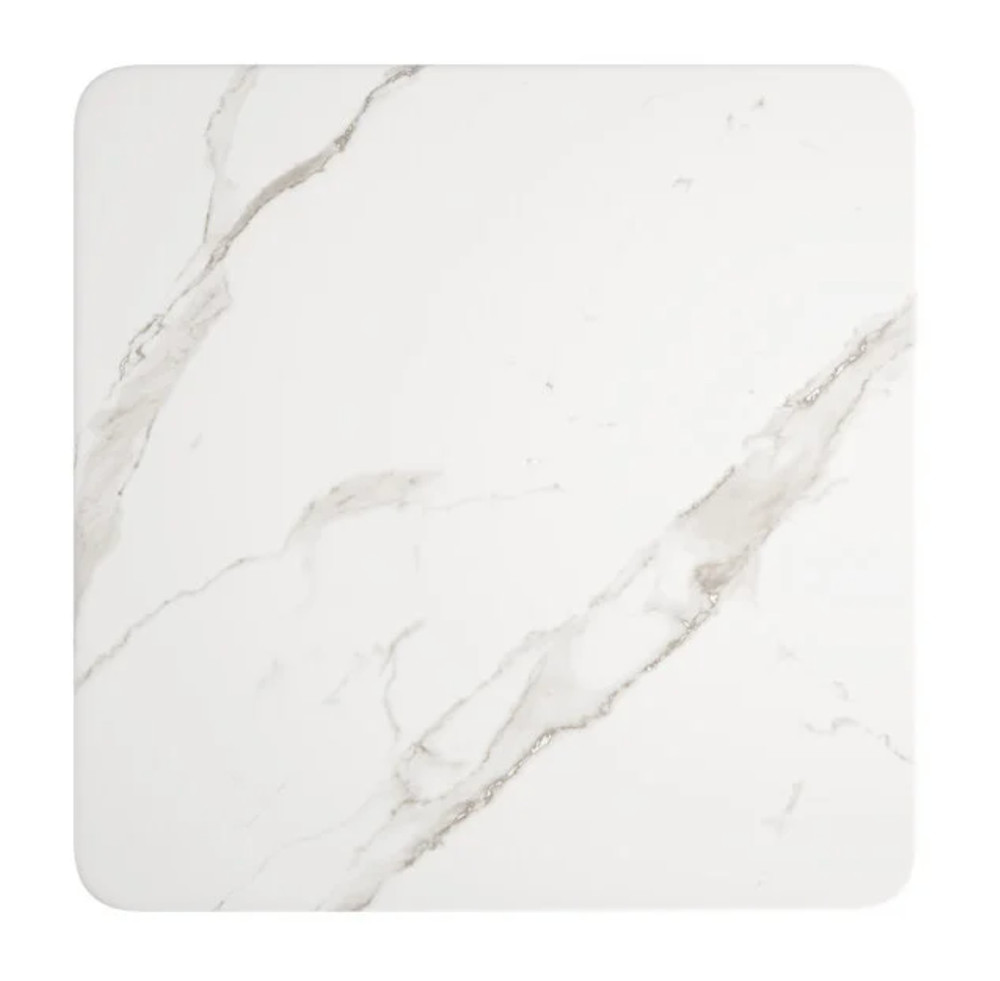 30" x 30" Rectangular Restaurant Table Top with White Marble Laminate Top Finish