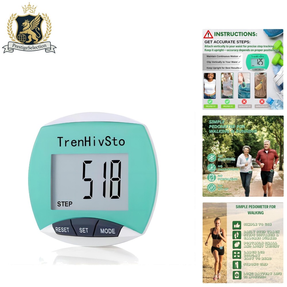 Lightweight Pedometer with 12- Battery Life - Step Tracker for All Ages
