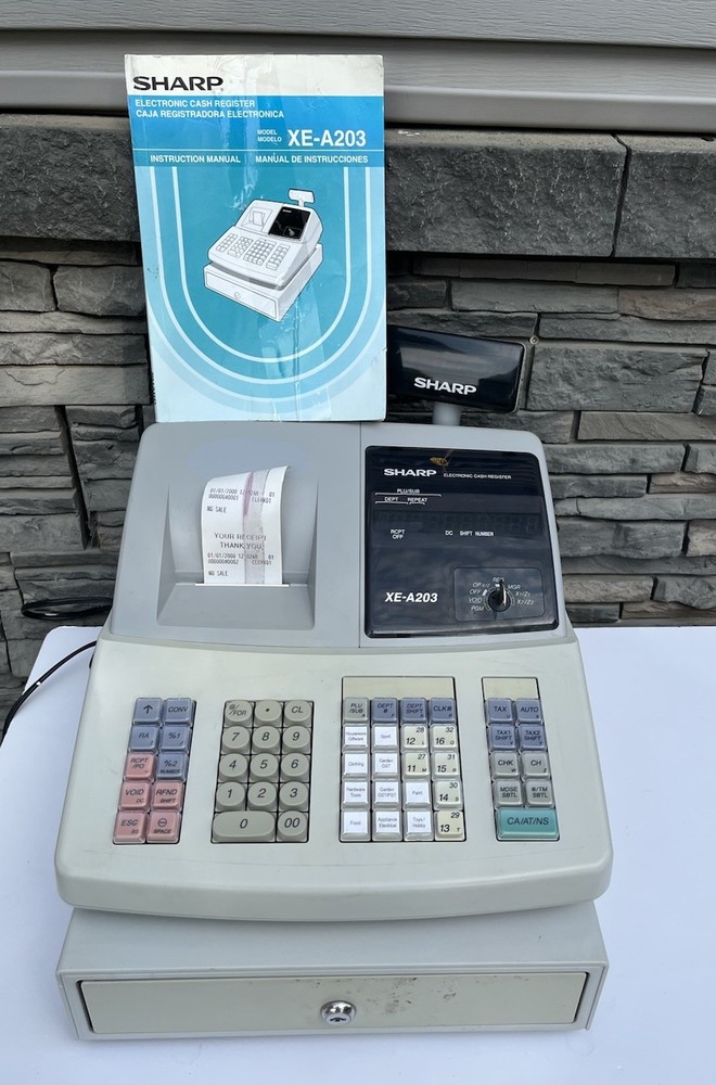 Sharp XE-A203 Cash Register With Key & Manual Works