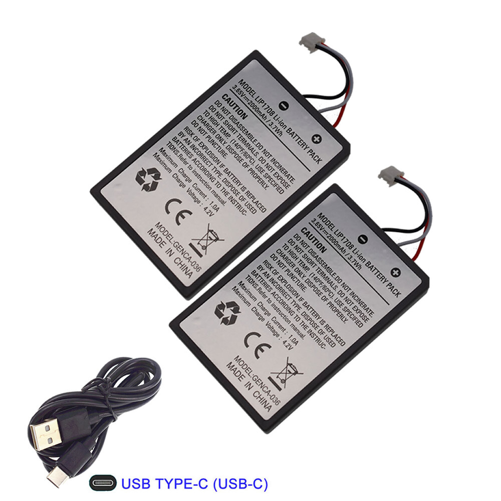 2x 2000mAh Replacement Battery for PS5 Wireless Controller & USB Cable Gift