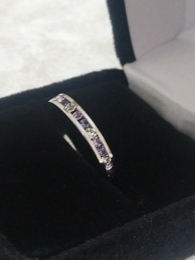 Swarovski Crystal Birthstone Stackable Ring in Sterling Silver. Size 6