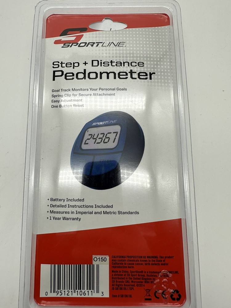 Blue Sportline Step and Distance Pedometer 2-Function New Sealed