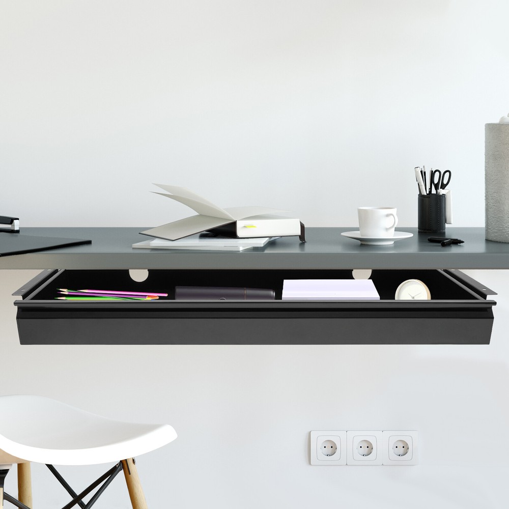 33” Black Space Saver Sliding Under Desk Storage Drawer Pull-out Drawer