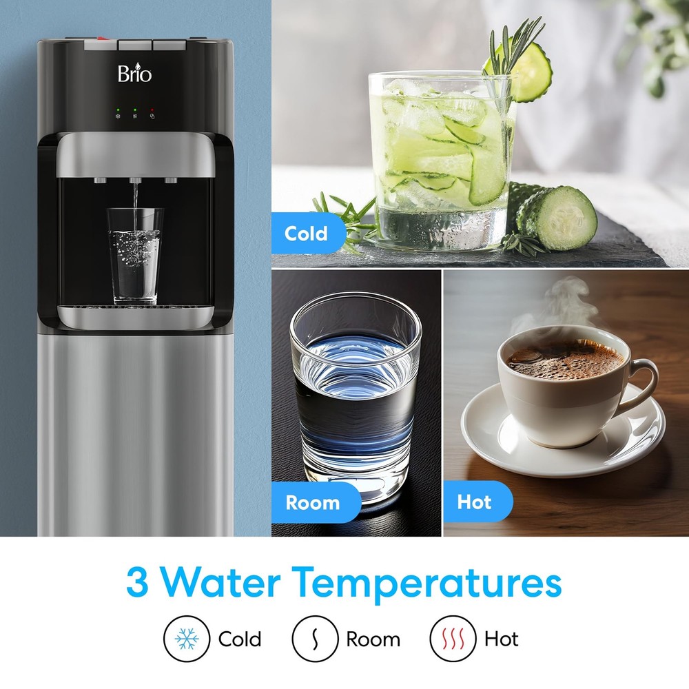 Bottom Loading Water Cooler Dispenser for 5 Gallon Bottles - 3 Temperatures w...