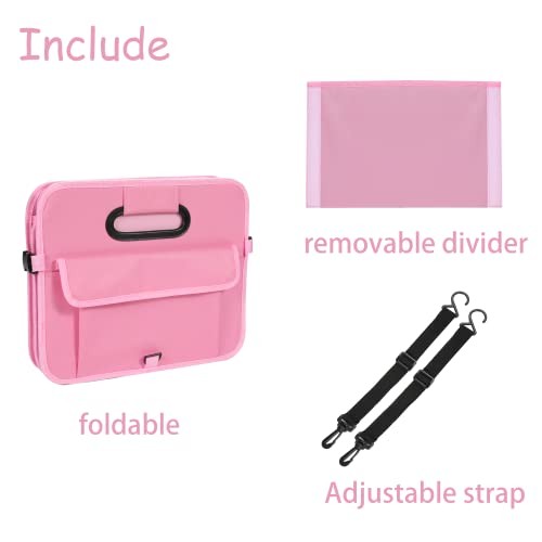 Car Trunk Organizer - Collapsible Multi Compartment Storage with pink