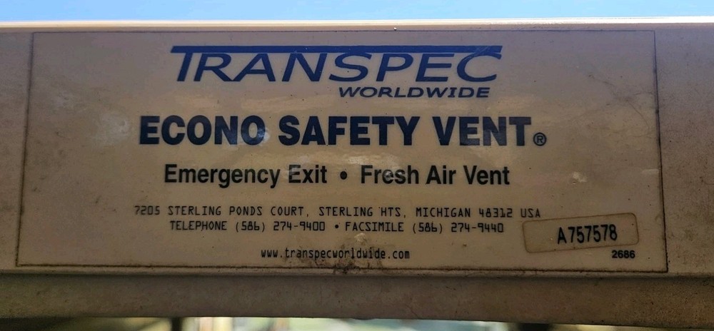 TRANSPEC EMERGENCY EXIT HATCH VENT ALARM BUS Hatch Only - USED - FAST SHIPPIN