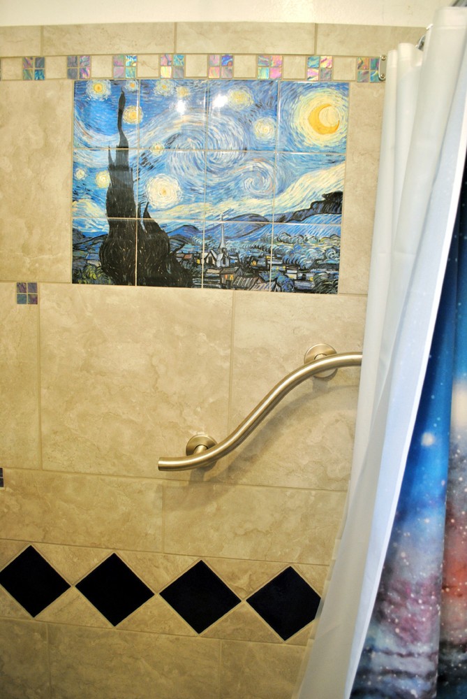 Vincent van Gogh Starry Night Ceramic Mural Backsplash Bath Tile #2186