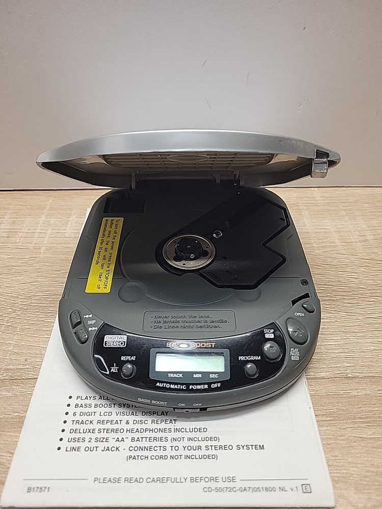 Lenox Sound CD-50 Compact Programmable CD Player Silver W/ Head Phones Tested