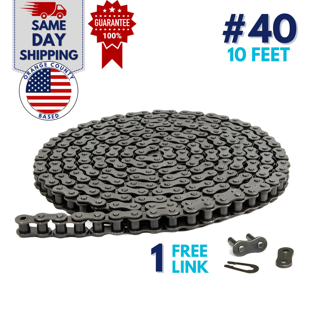 #40 Roller Chain 10 Feet with 1 Connecting Link